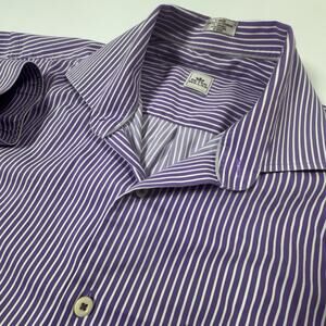 Peter Millar Shirt Men Large Cotton Purple White Stripe Long Sleeve Button Up